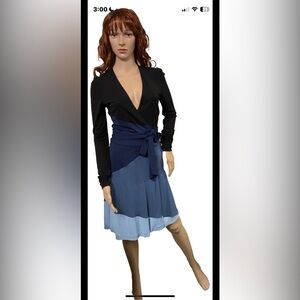 DVF Diane Von Furstenberg Wrap Dress Mary Bell  Blue 100% Viscose Women's Size 4